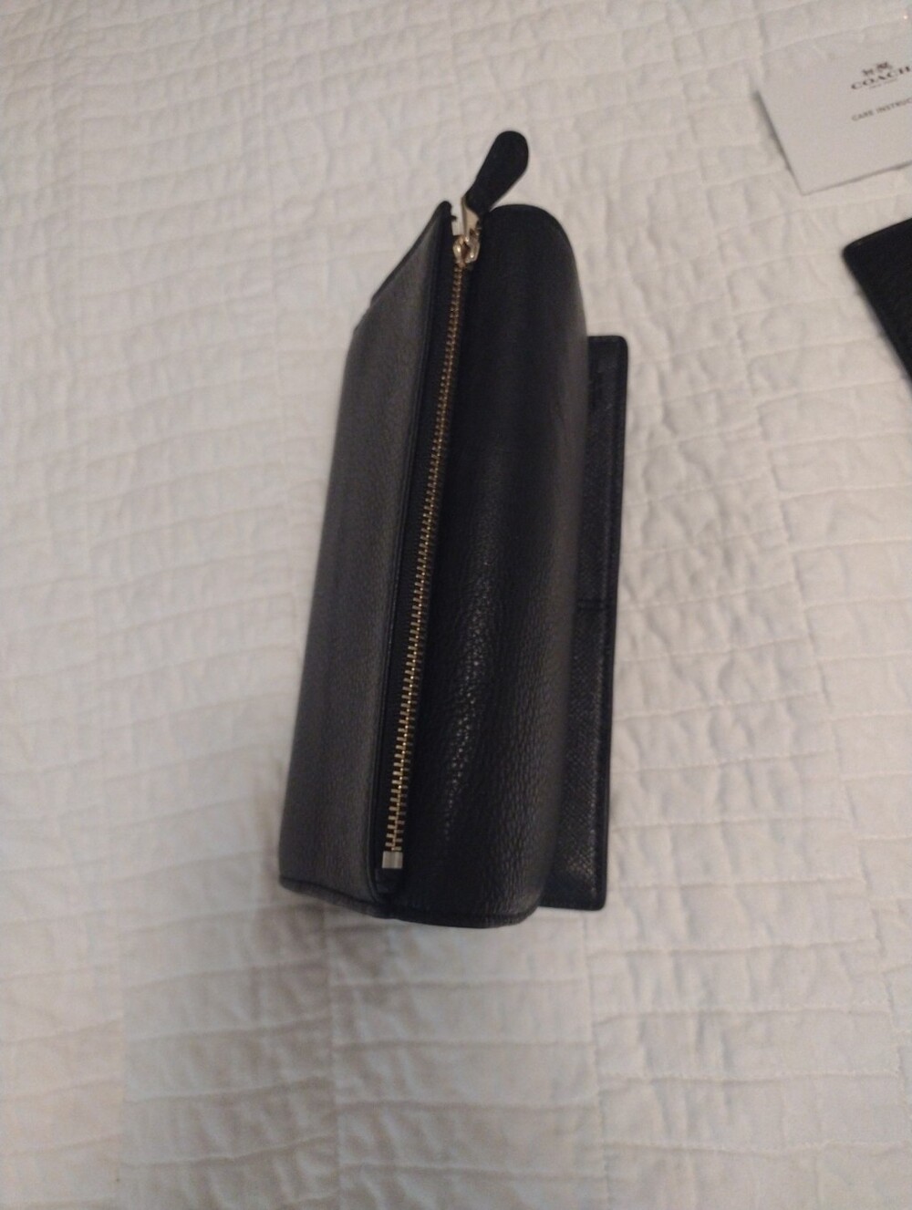 COACH Black Pebbled Leather Wallet Snap Closure Bi-fold w/ Flap w/ Wallet Insert - Picture 7 of 14